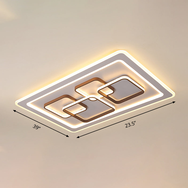 Rectangle Acrylic Flush Light Fixture Minimalist LED White Ceiling Flush Mount for Living Room