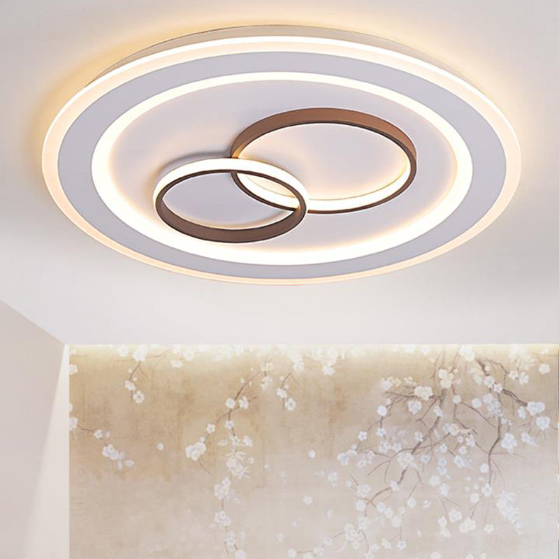 24.5"/31" Wide Circle Flush Mount Lighting Minimalist Acrylic LED Bedroom Ceiling Lamp in White