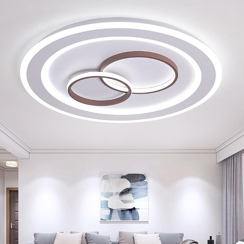 24.5"/31" Wide Circle Flush Mount Lighting Minimalist Acrylic LED Bedroom Ceiling Lamp in White