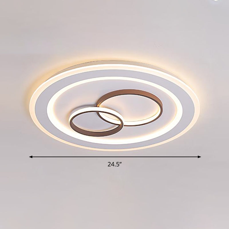 24.5 "/31" Wide Circle Flush Mount Verlichting Minimalist Acryl LED Slaapkamer Plafond Lamp in Wit