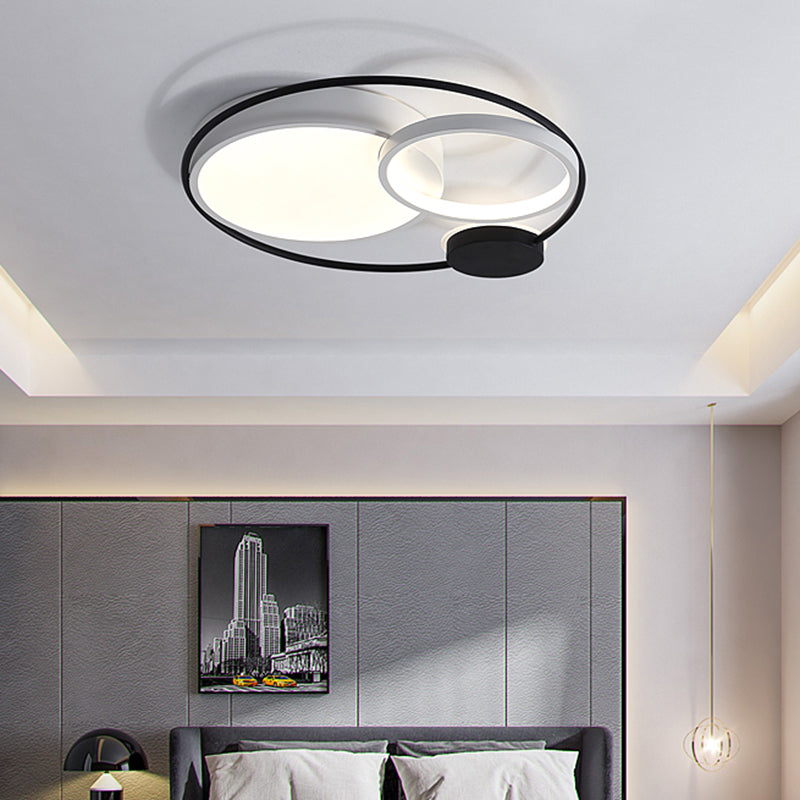 Acrylique Round Flush Ceiling Light Fixture Contemporary 16 "/19" /23.5 " Wide LED Flush Mount in Black and White