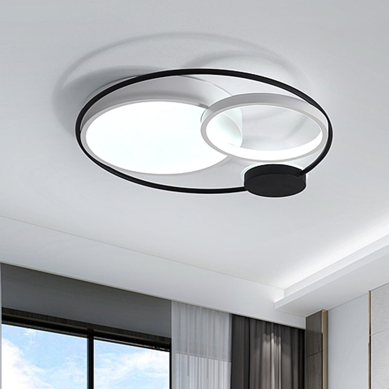 Acrylique Round Flush Ceiling Light Fixture Contemporary 16 "/19" /23.5 " Wide LED Flush Mount in Black and White