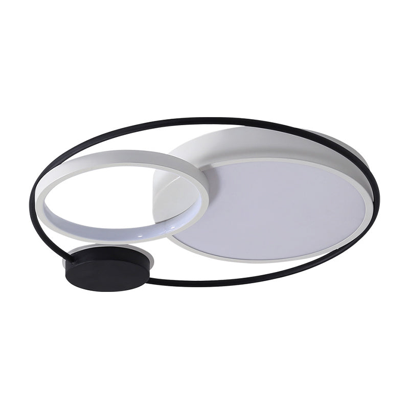 Acrylic Round Flush Ceiling Light Fixture Contemporary 16"/19"/23.5" Wide LED Flush Mount in Black and White