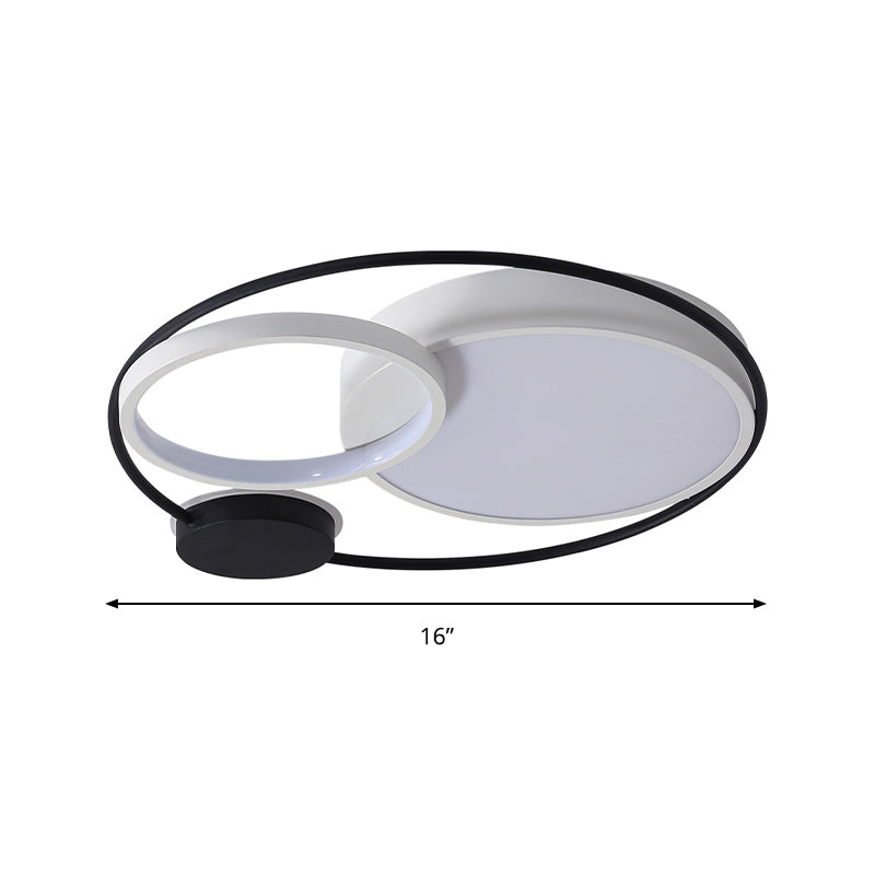 Acrylic Round Flush Ceiling Light Fixture Contemporary 16"/19"/23.5" Wide LED Flush Mount in Black and White