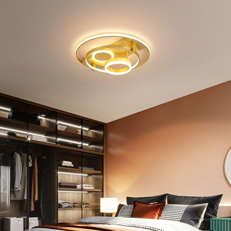 Ronde Flush Mount Fixture Hedendaagse Acryl 18 "/21.5" Brede LED Gold dicht bij plafondverlichting