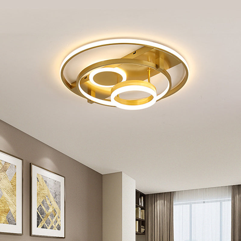 Circulaire Flush Mount Fixture Contemporary Acrylique 18 "/21.5" Wide LED Gold Close to Ceiling Lighting