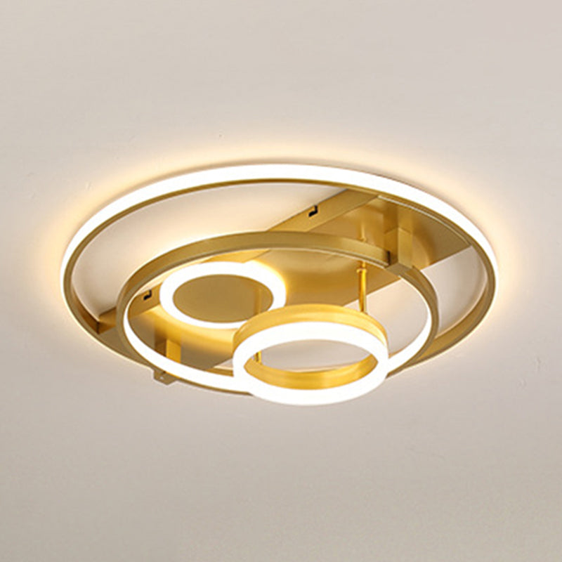 Circulaire Flush Mount Fixture Contemporary Acrylique 18 "/21.5" Wide LED Gold Close to Ceiling Lighting