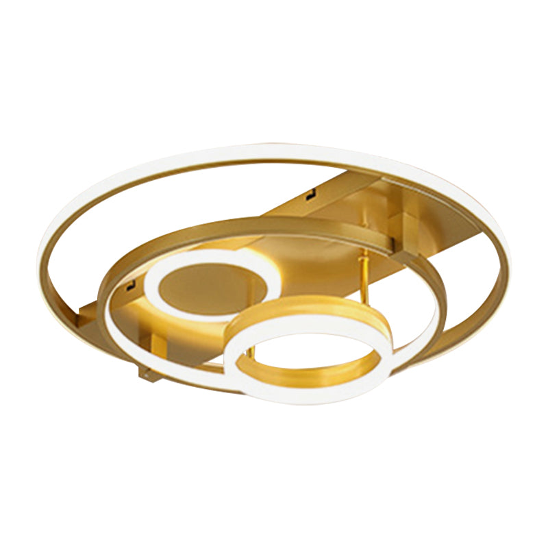 Circulaire Flush Mount Fixture Contemporary Acrylique 18 "/21.5" Wide LED Gold Close to Ceiling Lighting