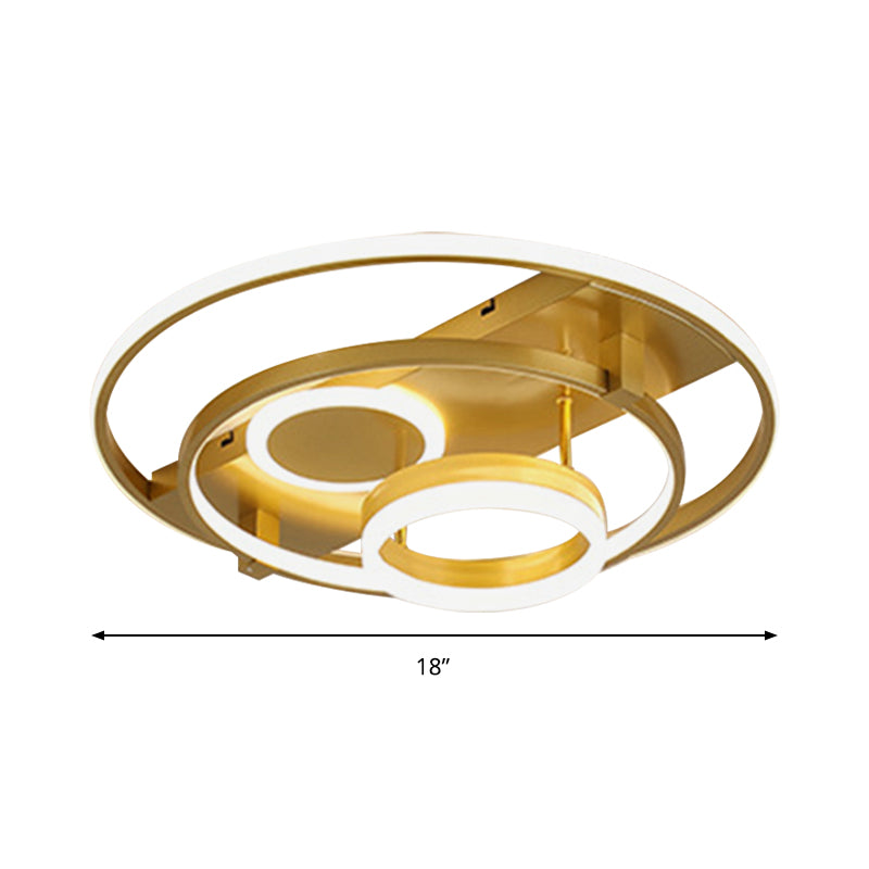 Ronde Flush Mount Fixture Hedendaagse Acryl 18 "/21.5" Brede LED Gold dicht bij plafondverlichting