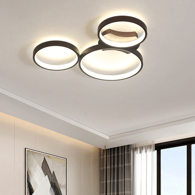 Acrylic Circle Ring Flush Mount Ceiling Fixture Minimalist 3 Lights Black Flush Light