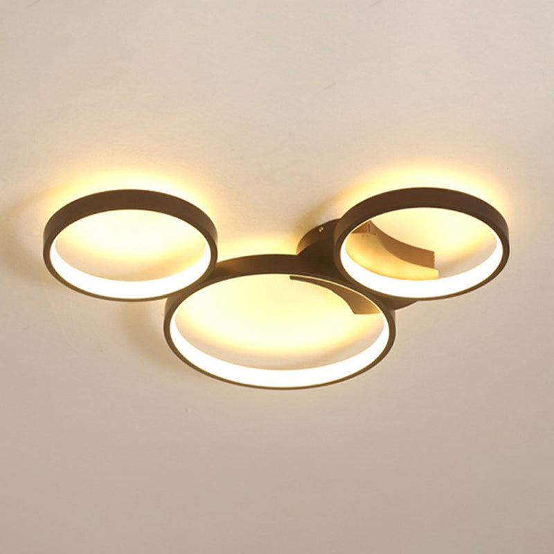 Accesorio de techo de montaje empotrado con anillo circular acrílico, luz empotrada negra minimalista de 3 luces