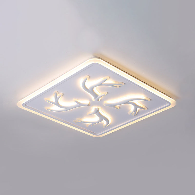 Contemporary Square Flush Monte Acrilico LED Living Room Flush Massimale Light Fixture in bianco