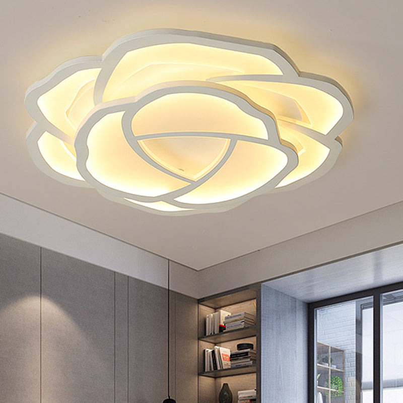 16.5"/20.5" Wide Acrylic Flower Flush Mount Lighting Modern Style LED White Ceiling Lamp in White/Warm Light