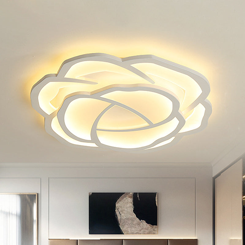 16.5"/20.5" Wide Acrylic Flower Flush Mount Lighting Modern Style LED White Ceiling Lamp in White/Warm Light