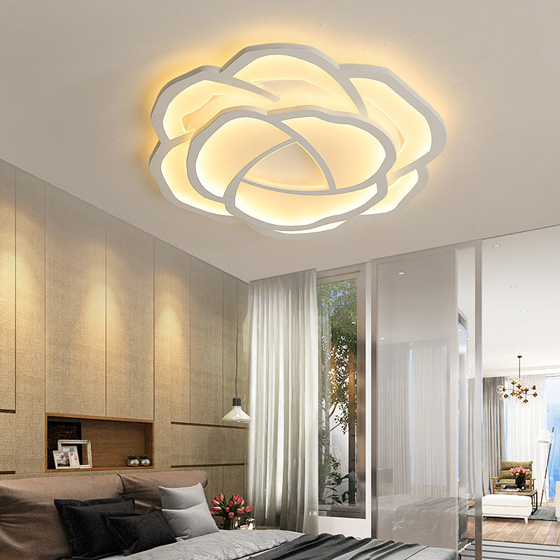 16,5 "/20.5" Wide Acrylique Fleur Flush Mount Lighting Modern Style LED White Ceiling Lamp in White / Warm Light