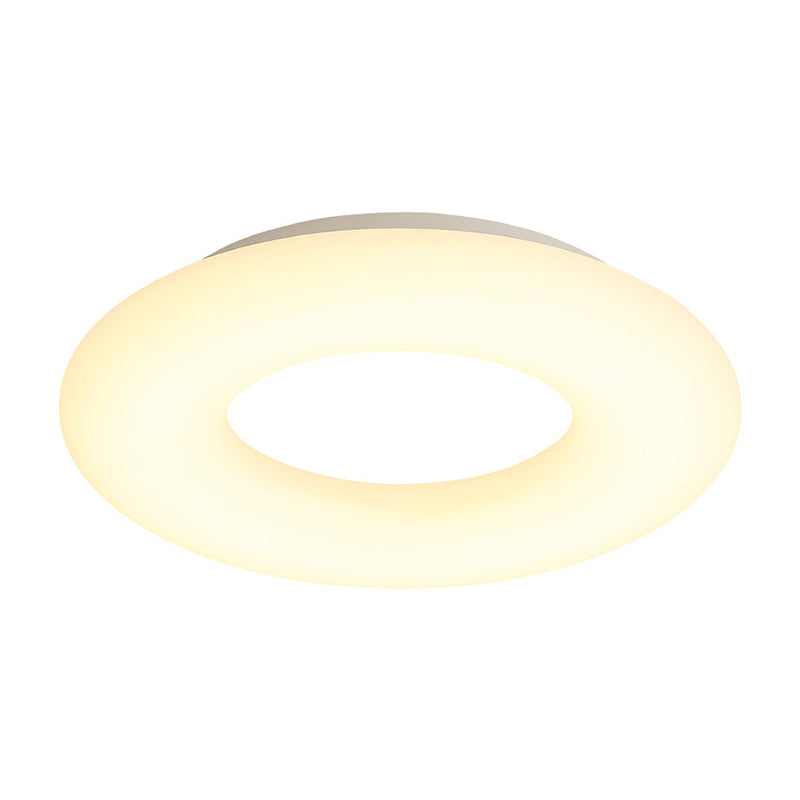 18"/23.5" Wide Doughnut Acrylic Flush Mount Lighting Modern LED Close to Ceiling Lamp in White