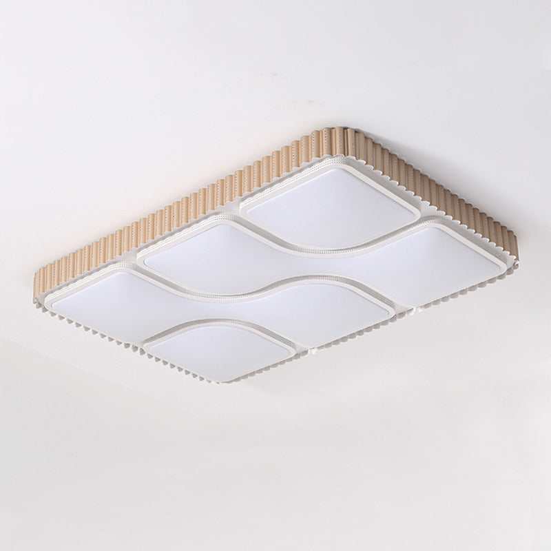 Gold Rectangle Flushmount Lighting Contemporary Acrylic LED Close to Ceiling Lamp for Living Room in White/Warm Light