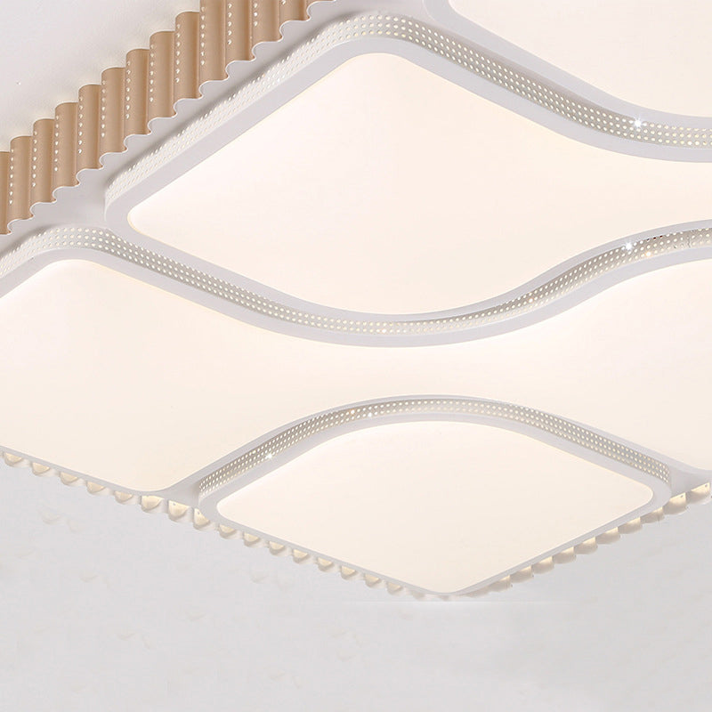 Illuminazione da incasso rettangolare dorata Lampada da soffitto contemporanea a LED in acrilico per soggiorno in luce bianca/calda