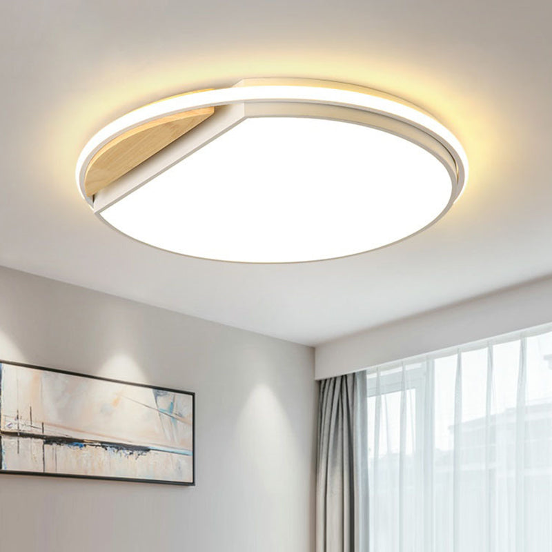 Circular Flush Light Modernism Acrylic 16.5" Wide LED White Ceiling Mounted Fixture in White/3 Color Light