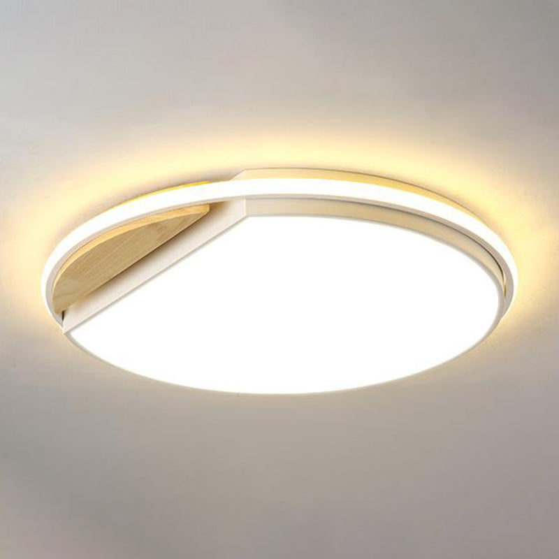 Circular Flush Light Modernism Acrylic 16.5" Wide LED White Ceiling Mounted Fixture in White/3 Color Light