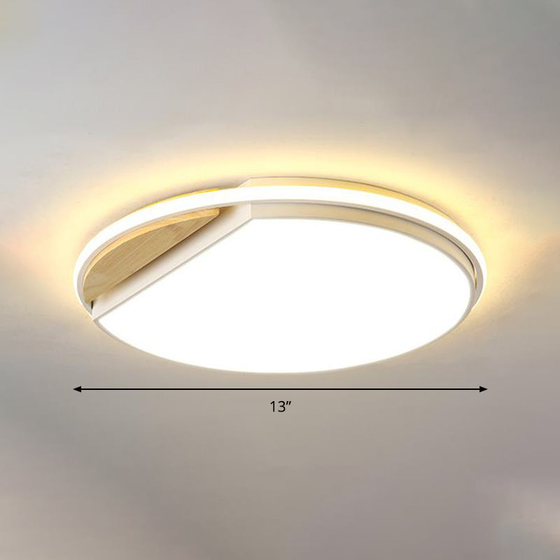 Circular Flush Light Modernism Acrylic 16.5" Wide LED White Ceiling Mounted Fixture in White/3 Color Light