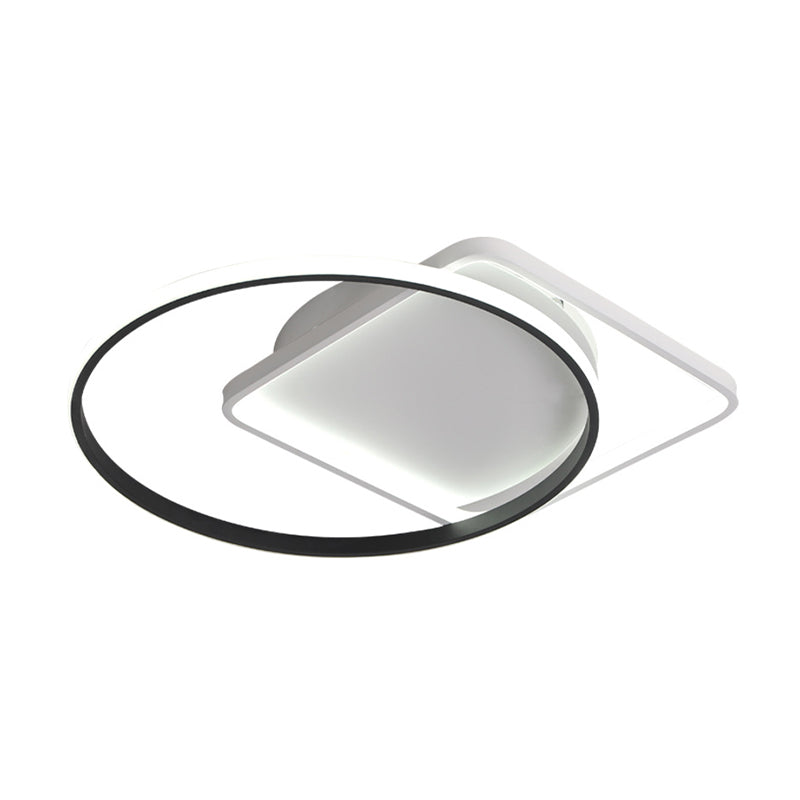 Ring Flushmount Modernist Acrylic LED White Ceiling Light Fixture in White/Warm Light, 16"/19.5" Wide