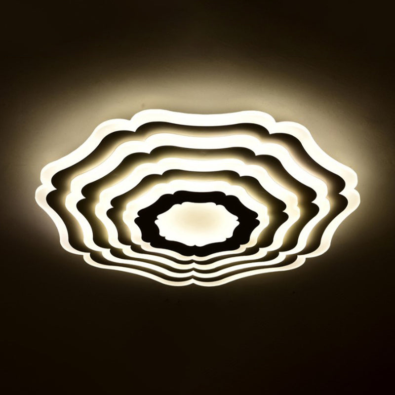 Plafonnier LED en acrylique pour chambre à coucher, style simple, ondulation, plafonnier en blanc