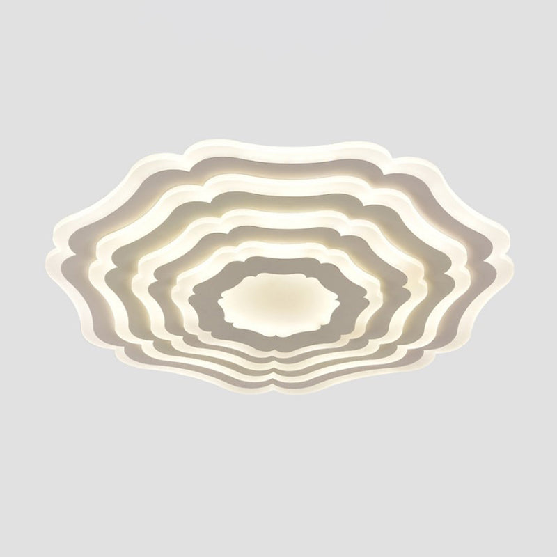 Simple Style Ripple Flush Mount Light Acrylic Bedroom LED Ceiling Light in White