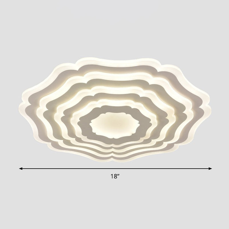 Schlichter Stil, Ripple-Unterputzleuchte, Schlafzimmer-LED-Deckenleuchte aus Acryl in Weiß