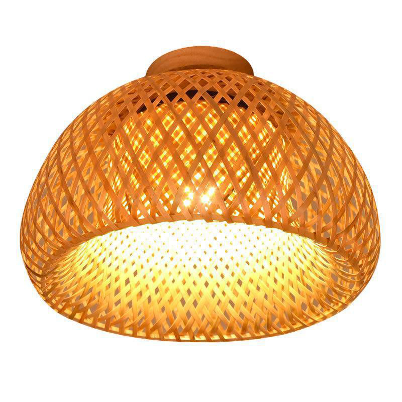 Bamboo Chinese Semi Flush Mount Ceiling Fixture 1 Light Semi Flush Mount Lighting for Hall And Foyer