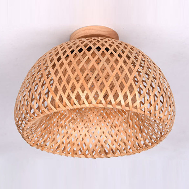 Bamboo Chinese Semi Flush Mount Ceiling Fixture 1 Light Semi Flush Mount Lighting for Hall And Foyer