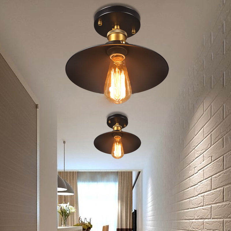 Metal Industrial Semi Flush Techo de techo 1 Luz de cono de luz Semi Flush Lighting para Hall y Foyer