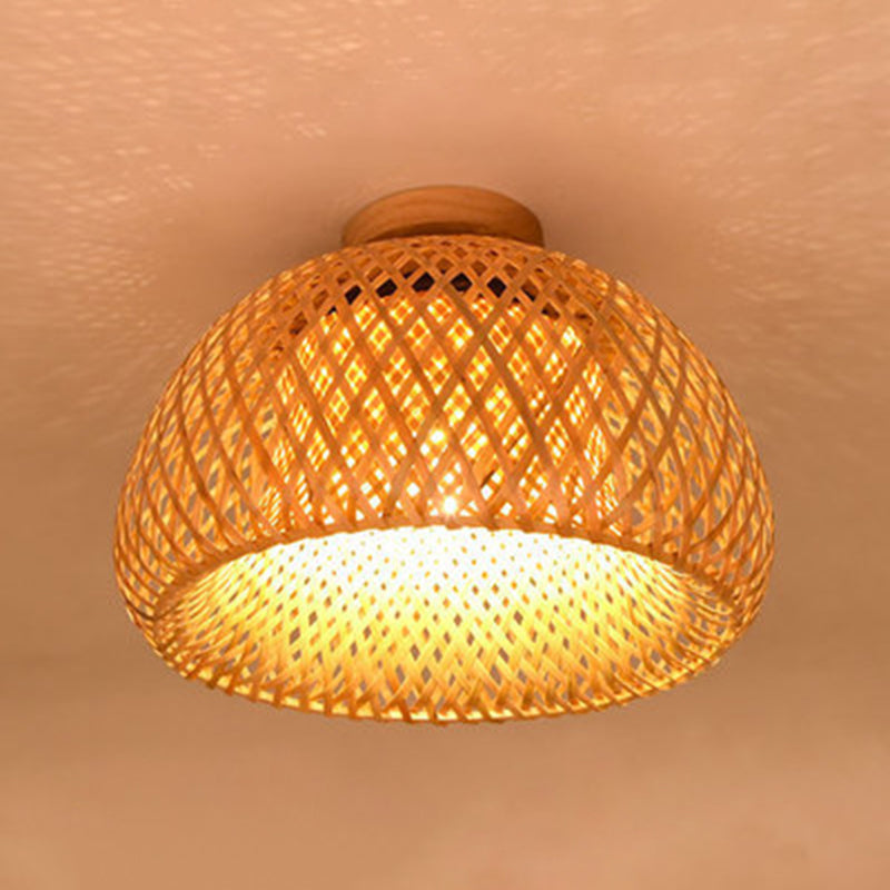 Bamboo Asia Semi Flush Mount Ceiling Fixture 1 Light Semi Flush Mount Lighting for Hall And Foyer