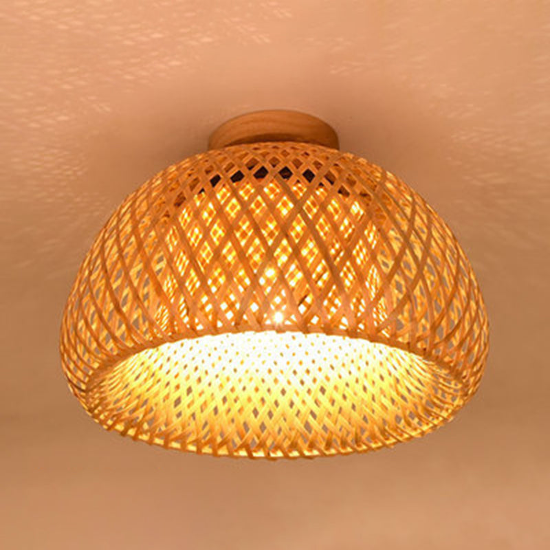 Bamboo Asia Semi Flush Mount Ceiling Fixture 1 Light Semi Flush Mount Lighting for Hall And Foyer