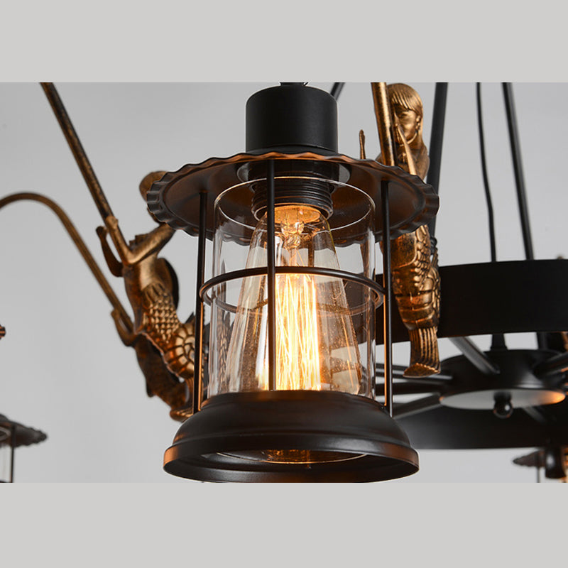 Metal Pendant Lighting Fixture Vintage Black Shaded Restaurant Chandelier Pendant Light