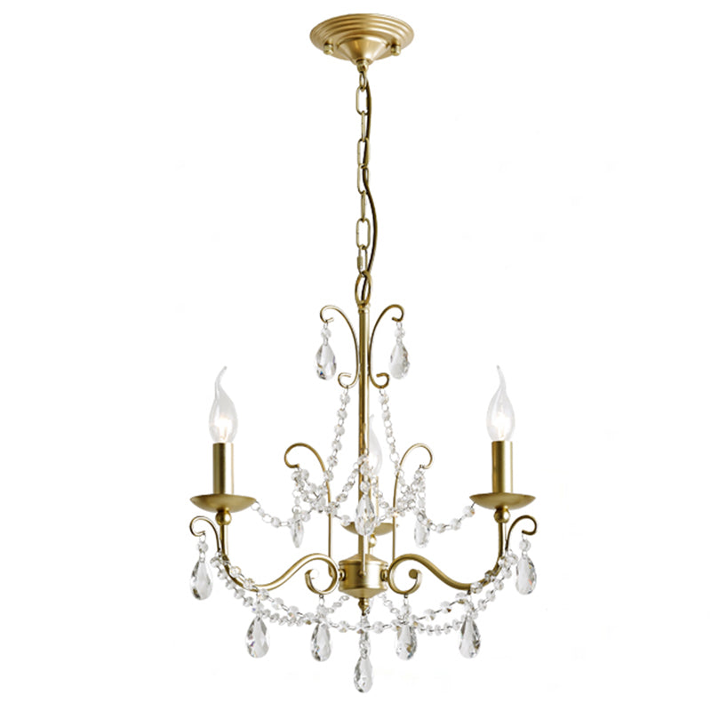 Candelabra Glass Pendant Chandelier Traditional Living Room Chandelier Lighting in Gold