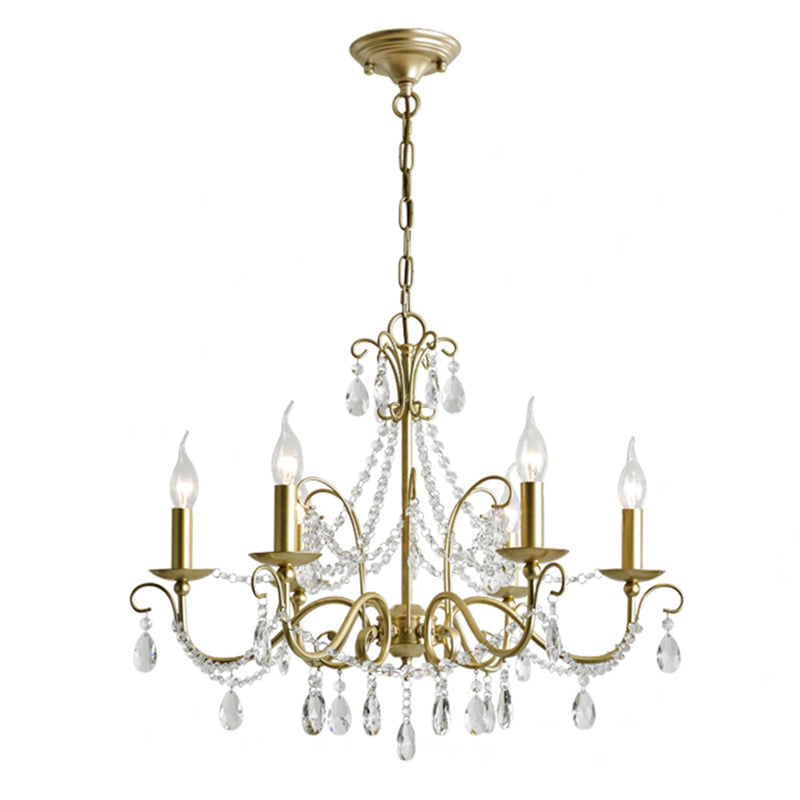 Candelabra Glass Pendant Chandelier Traditional Living Room Chandelier Lighting in Gold