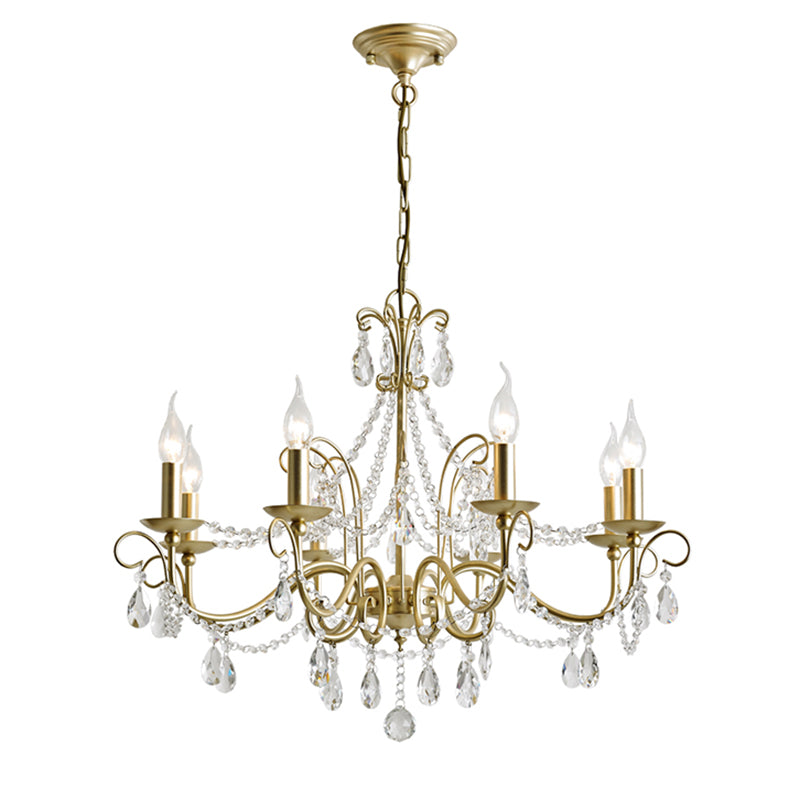 Candelabra glazen hanger kroonluchter traditionele woonkamer kroonluchter verlichting in goud