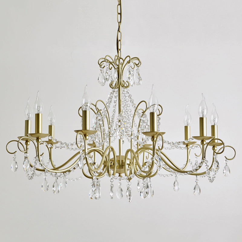 Candelabra glazen hanger kroonluchter traditionele woonkamer kroonluchter verlichting in goud