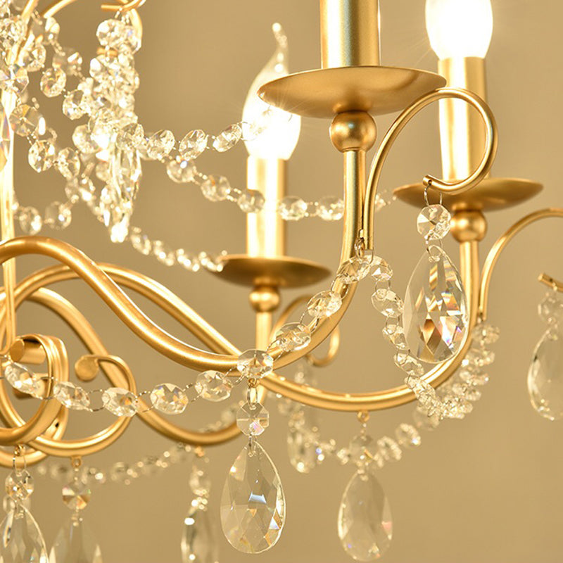 Candelabra glazen hanger kroonluchter traditionele woonkamer kroonluchter verlichting in goud