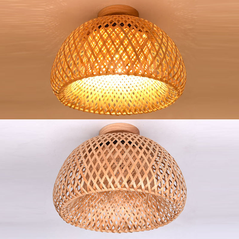 Bamboo Simple Semi Flush Mount Light Fixture 1 Light Semi Flush Mount Lighting for Hall And Foyer