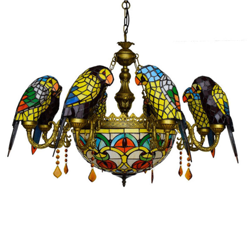 Multi Colored Tiffany Glass Suspension Lighting Victorian Style  Ceiling Suspension Lamp for Living Room