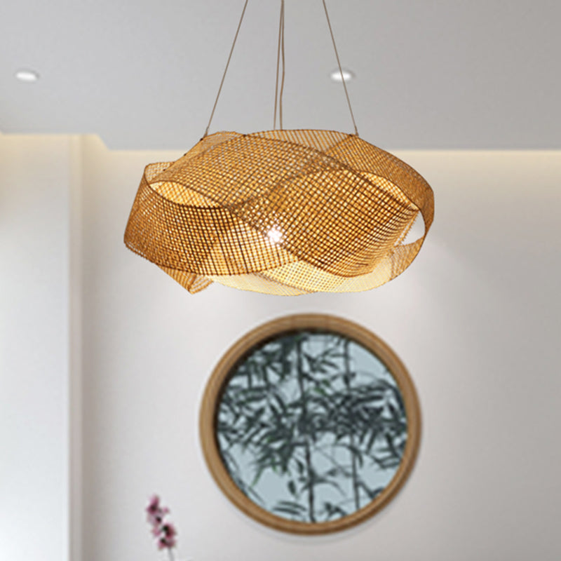 16 «/19,5» W MODERNE TWING BAMBOO PENDANT ÉCLAIRAGE 1 LUMIÈRE LUMIÈRE LECHEUR DE PROSIDE EN BEIGE