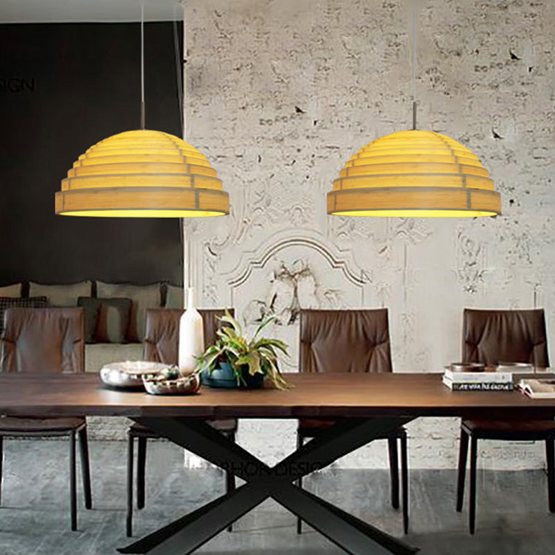 Domed Ceiling Pendant Light Modern 1 Light Beige Down Lighting for Dining Room