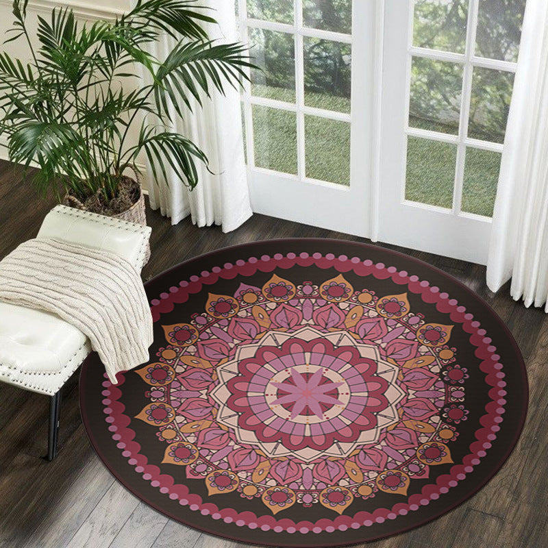 Couleur rond traditionnel tapis intérieur polyester marocain fleurie octogonale tapis de support sans glissement pour le salon