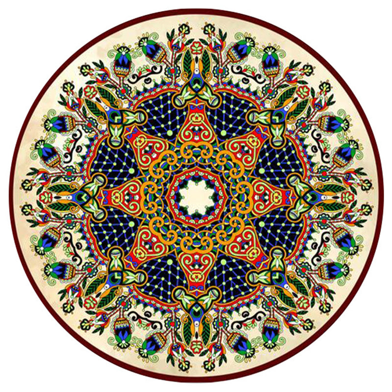 Couleur rond traditionnel tapis intérieur polyester marocain fleurie octogonale tapis de support sans glissement pour le salon