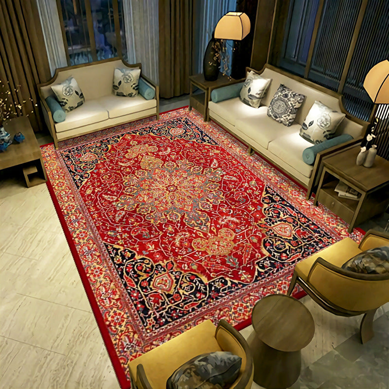 Antique Moroccan Pattern Rug Color Mixed Polyester Area Carpet Easy Care Rug for Living Room