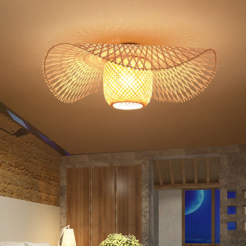 Bamboo Asia Flush Mount Ceiling Light Fixtures 1 Light Twist Flush Ceiling Light Fixture for Bedroom