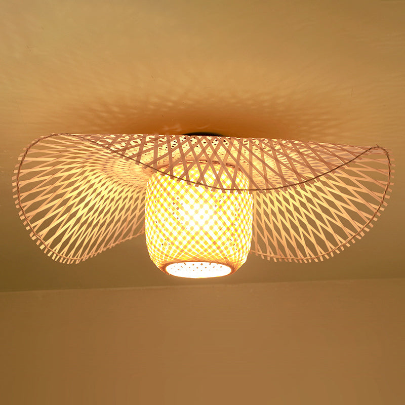 Bamboo Asia Flush Mount Ceiling Light Fixtures 1 Light Twist Flush Ceiling Light Fixture for Bedroom