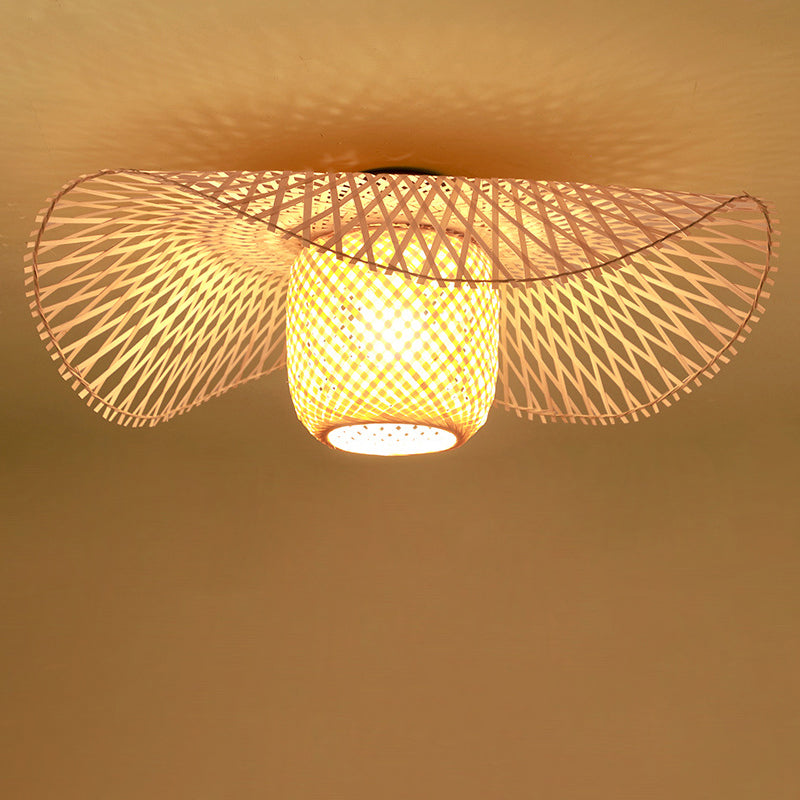 Bamboo Asia Flush Mount Ceiling Light Fixtures 1 Light Twist Flush Ceiling Light Fixture for Bedroom